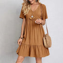 Plus Size  V-neck Short Sleeve Elegant Dress