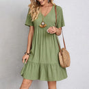 Plus Size  V-neck Short Sleeve Elegant Dress