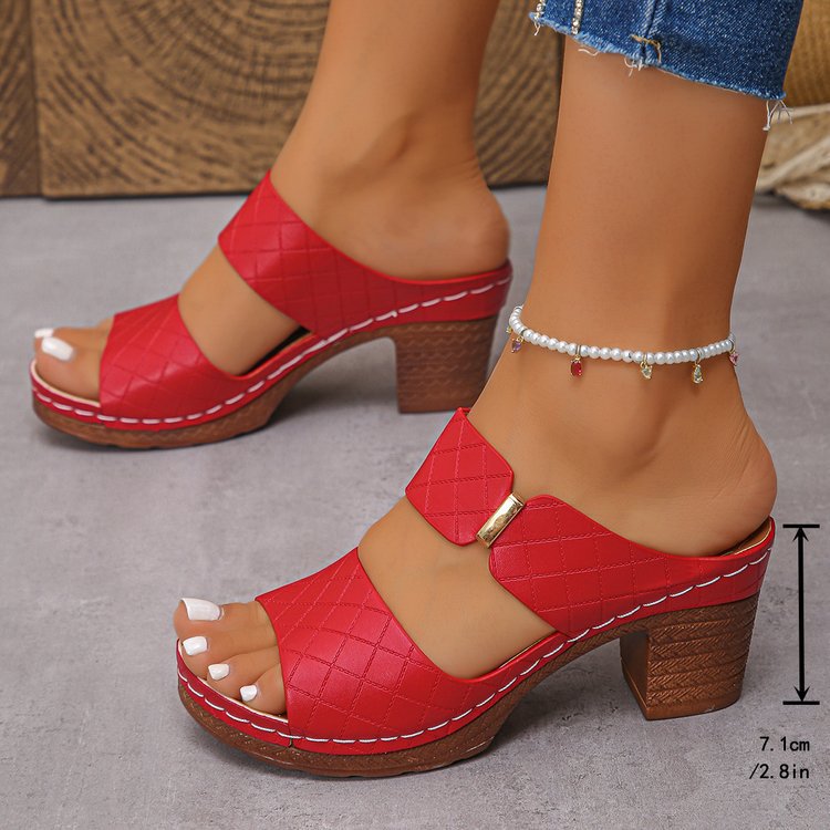 Fish Mouth Sandals Chunky Heel