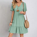 Plus Size  V-neck Short Sleeve Elegant Dress