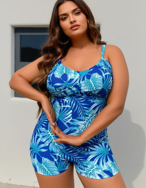 Pluse Size Printed One-piece Swimsuit