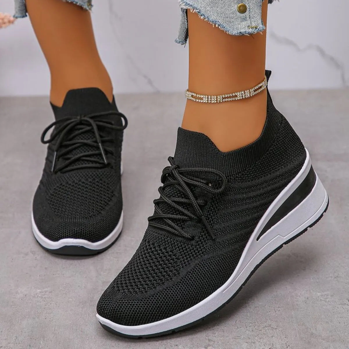 Lace Up Wedge Athletic