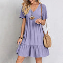 Plus Size  V-neck Short Sleeve Elegant Dress