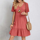 Plus Size  V-neck Short Sleeve Elegant Dress