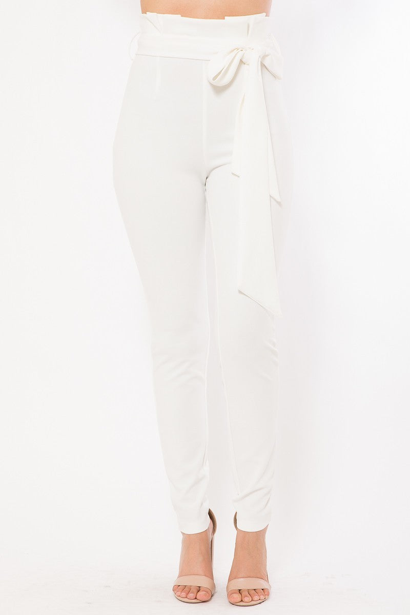 High Waist Skinny Pants - White