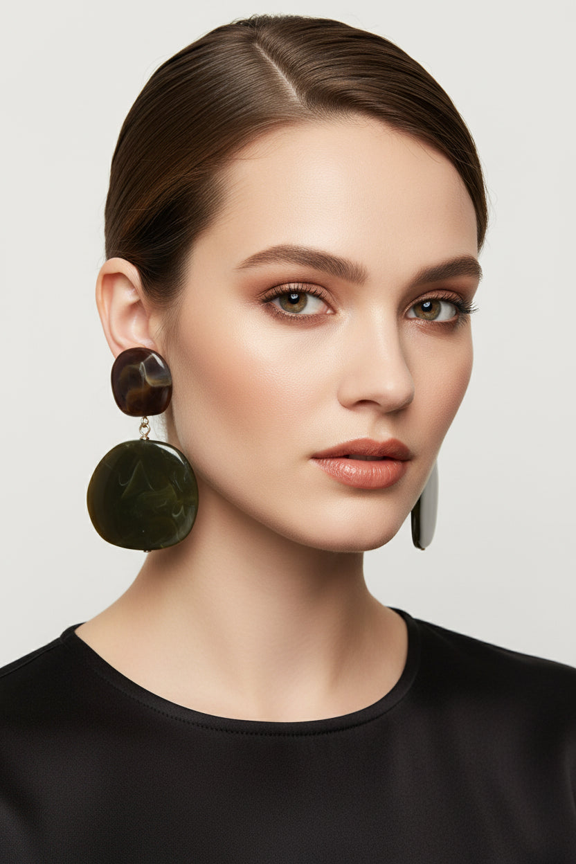 Acetate Resin Double Circle Earring