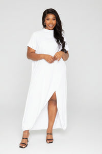 Back Cape Mock Neck  Dress