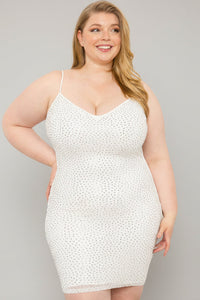 Rhinestone Plus Size Mini Dress
