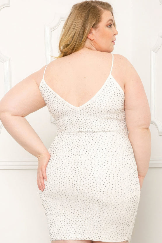 Rhinestone Plus Size Mini Dress