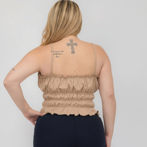 Plus Size Tiered Shirred Body Crop Top