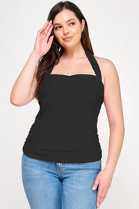 Halter Tie Crinkle Knit Top
