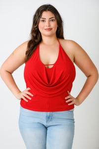 Halter Cowl Neck Draped Top