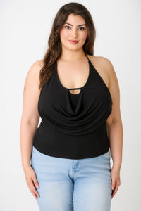 Halter Cowl Neck Draped Top