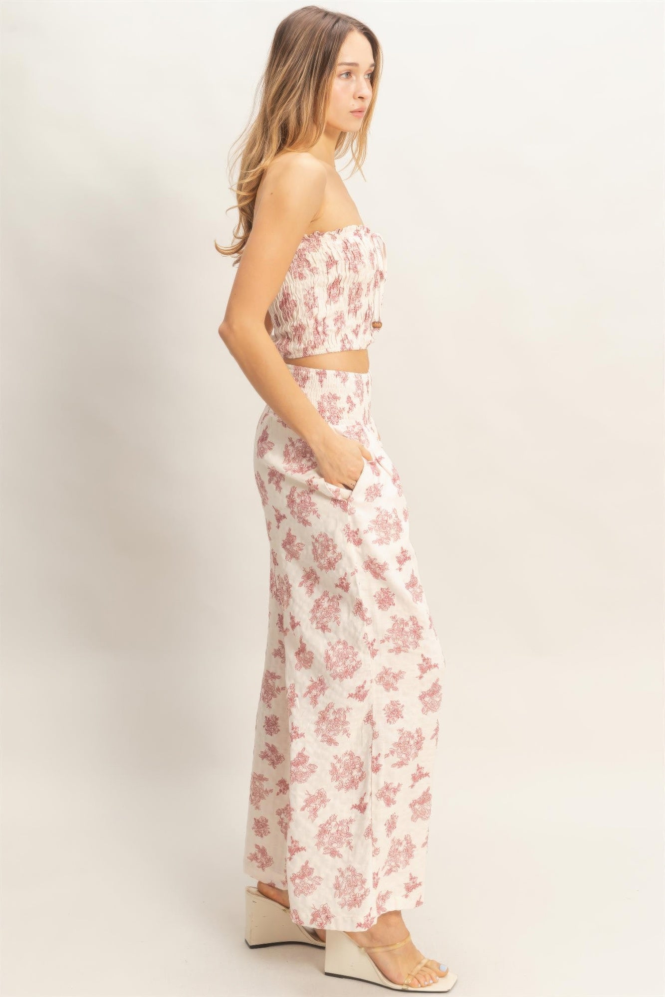 Smocked Tube Top & Wide-leg Pants Set