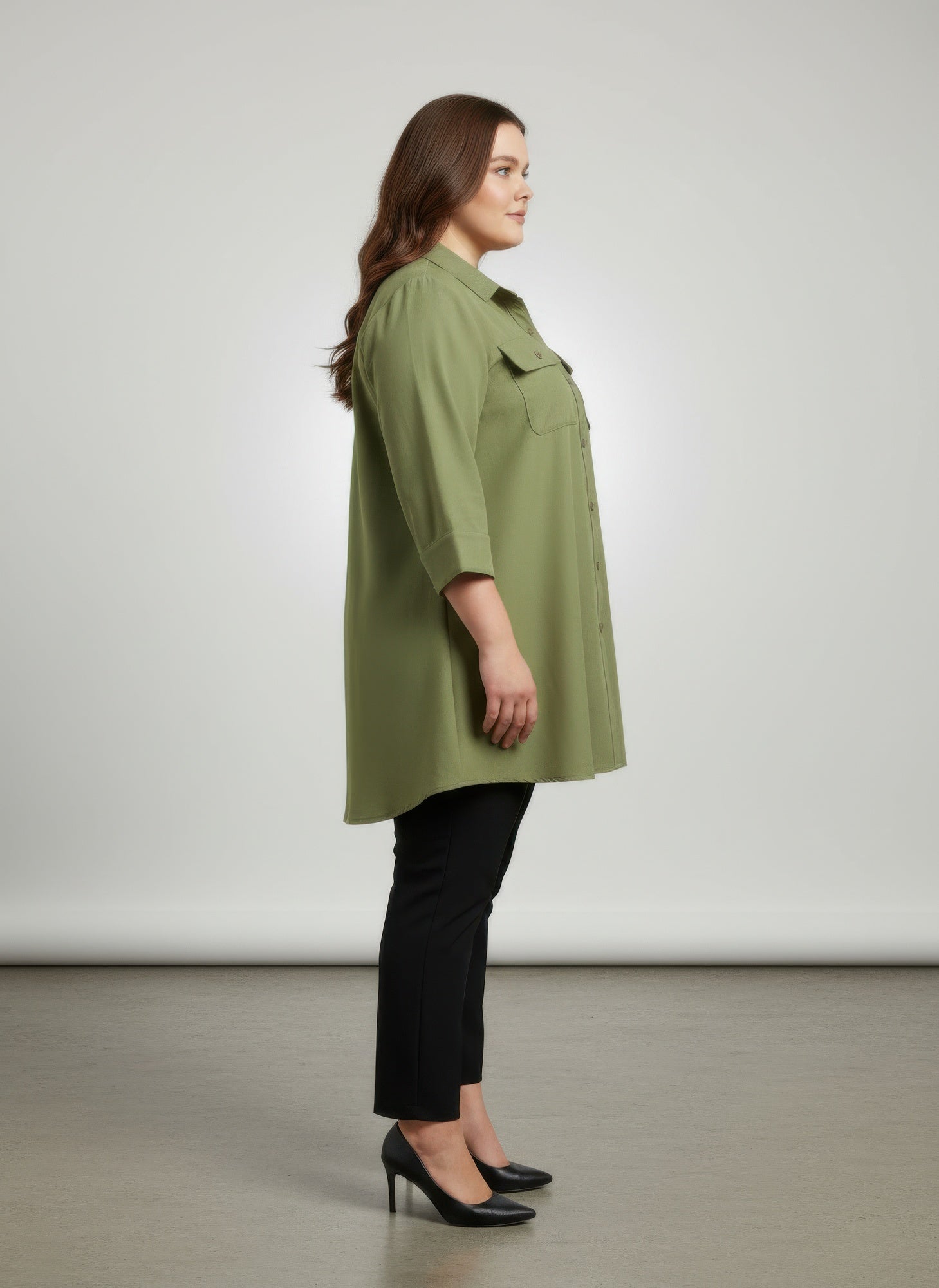 Sand Utility Button Front Shirt Tunic