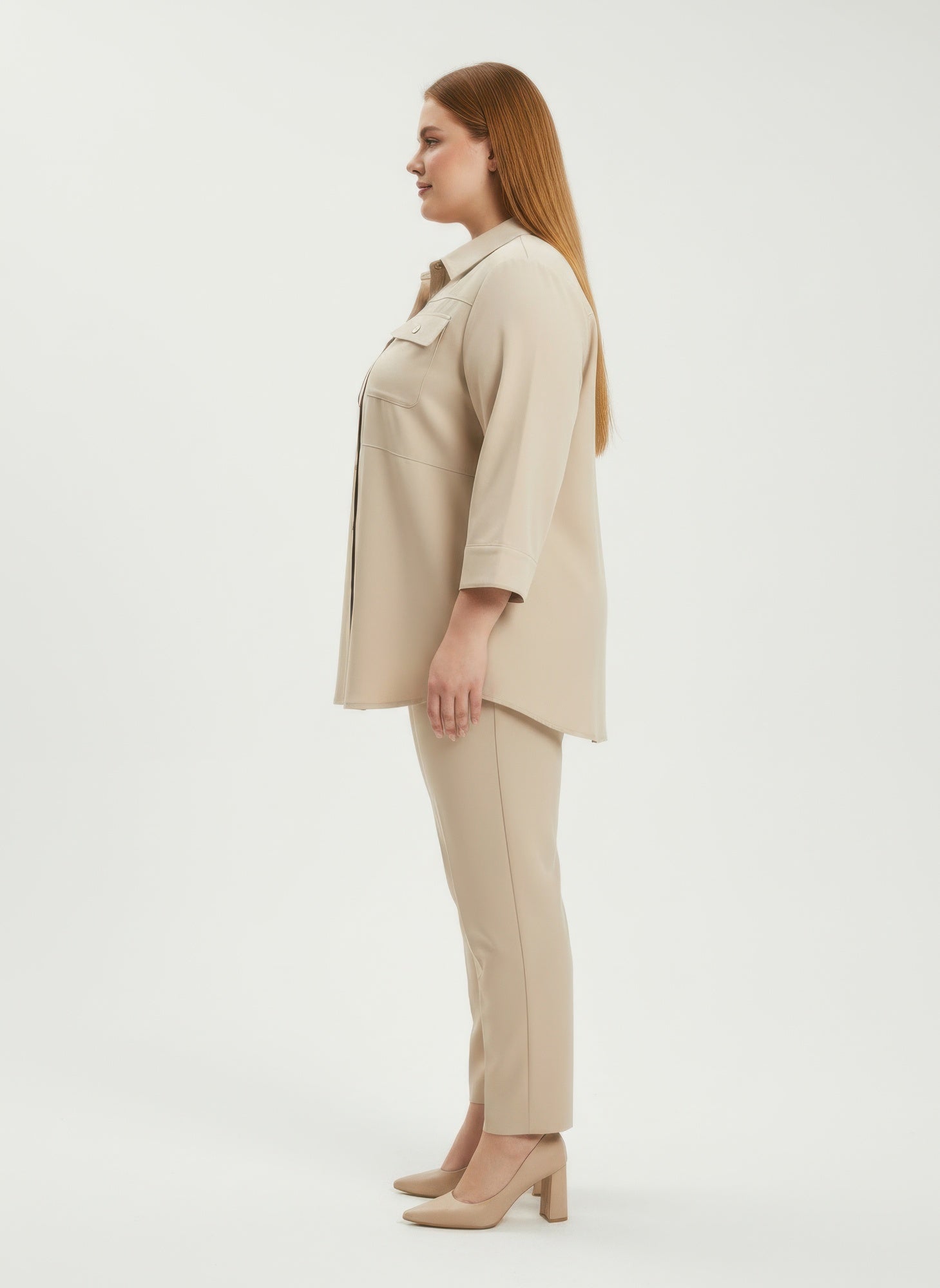 Sand Utility Button Front Shirt Tunic