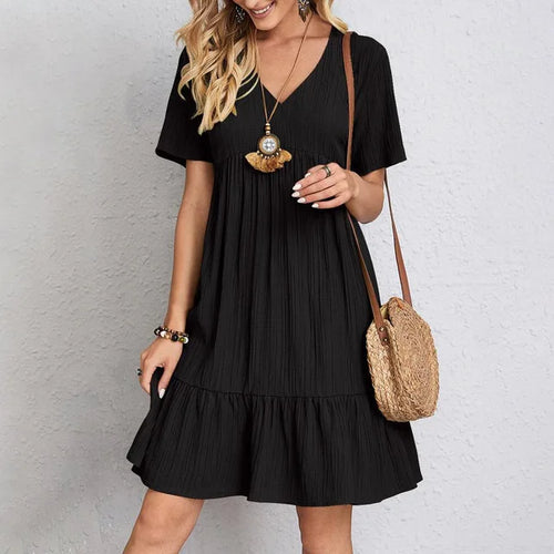 Plus Size  V-neck Short Sleeve Elegant Dress
