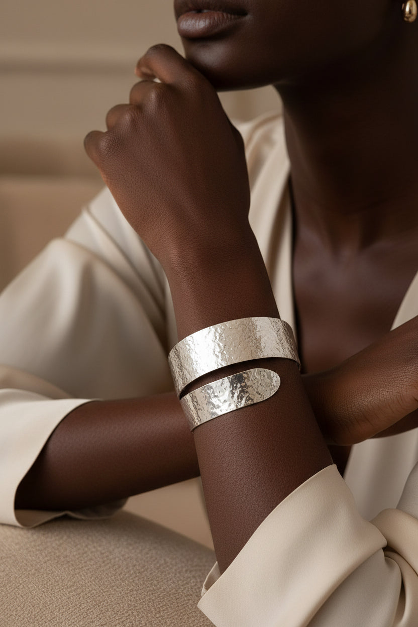 Hammered Wrap Around Cuff Bracelet