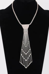 Rhinestone Necktie Necklace
