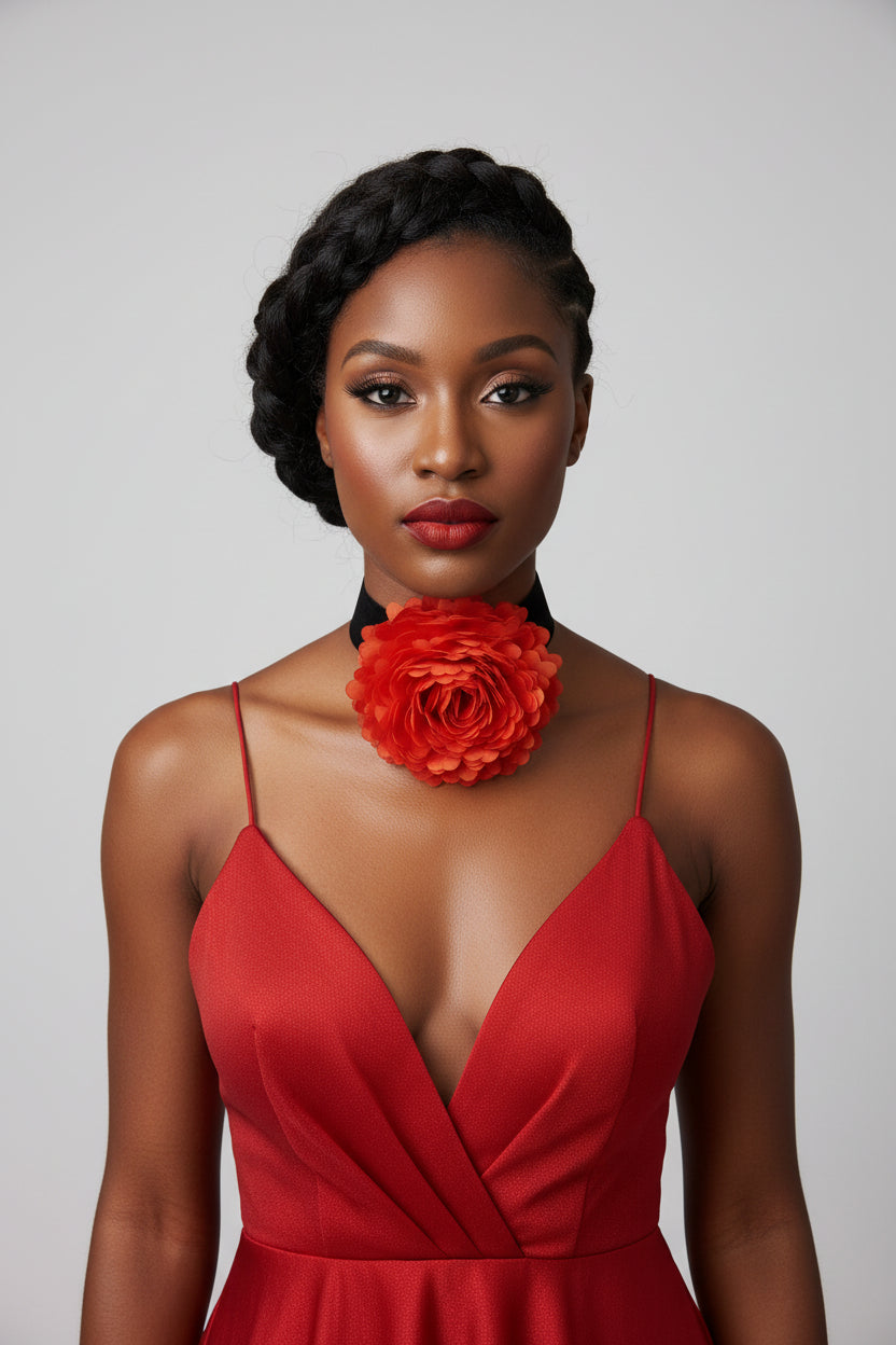 Layered Flower Petal Choker Necklace