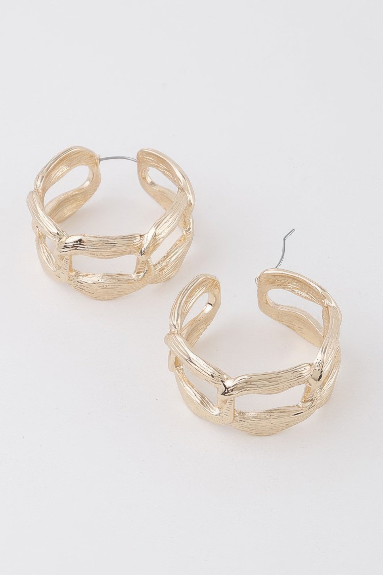 Flat Link Chain Hoop Earrings