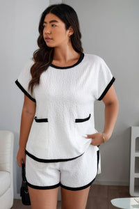 Two Pieces Pocket Elastic Waist Sets