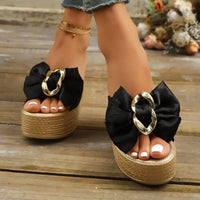Bow Platform Wedge Sandals