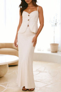 Lace Trim Button Front Cami and Skirt Set