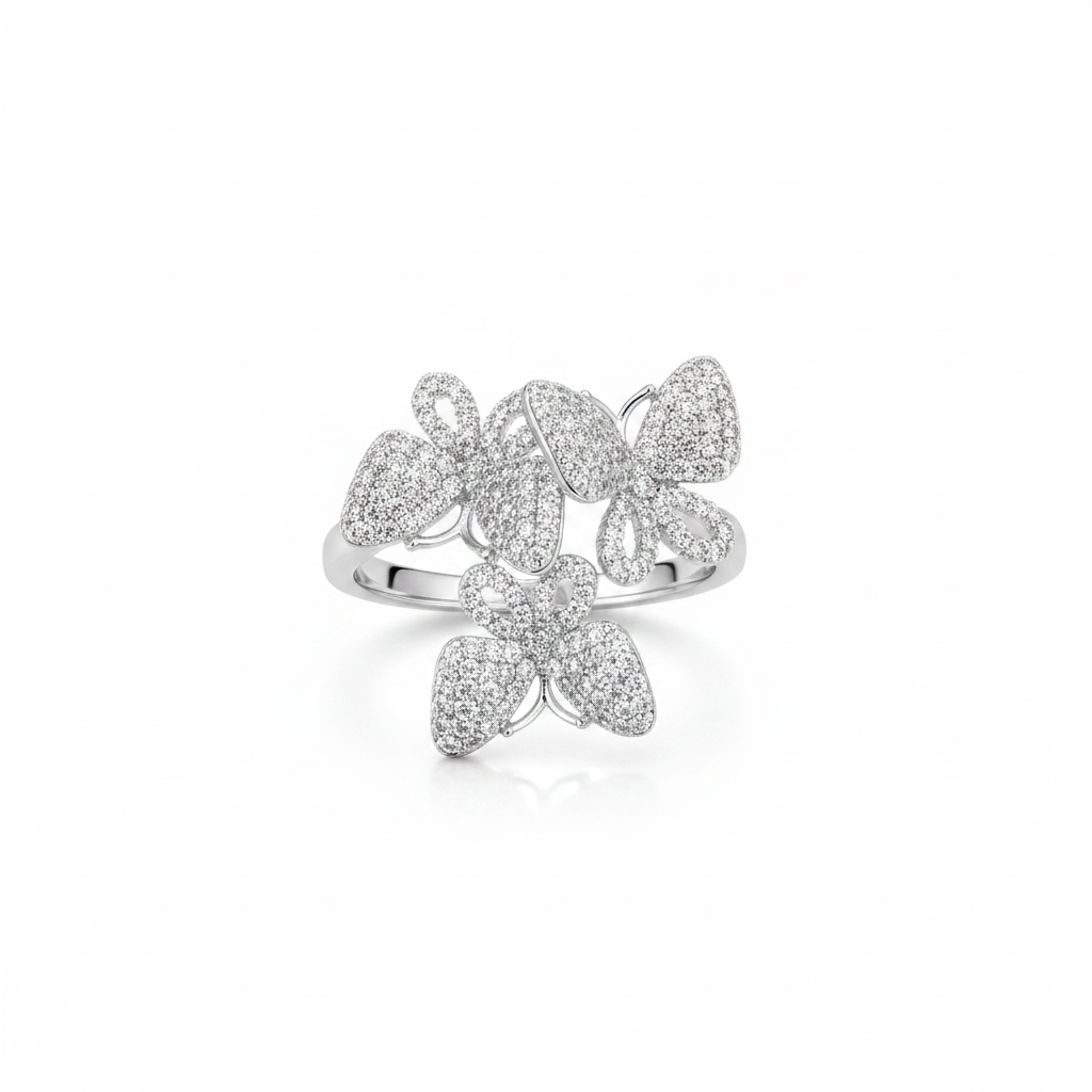 Bejeweled Butterfly Wrap Ring - Front