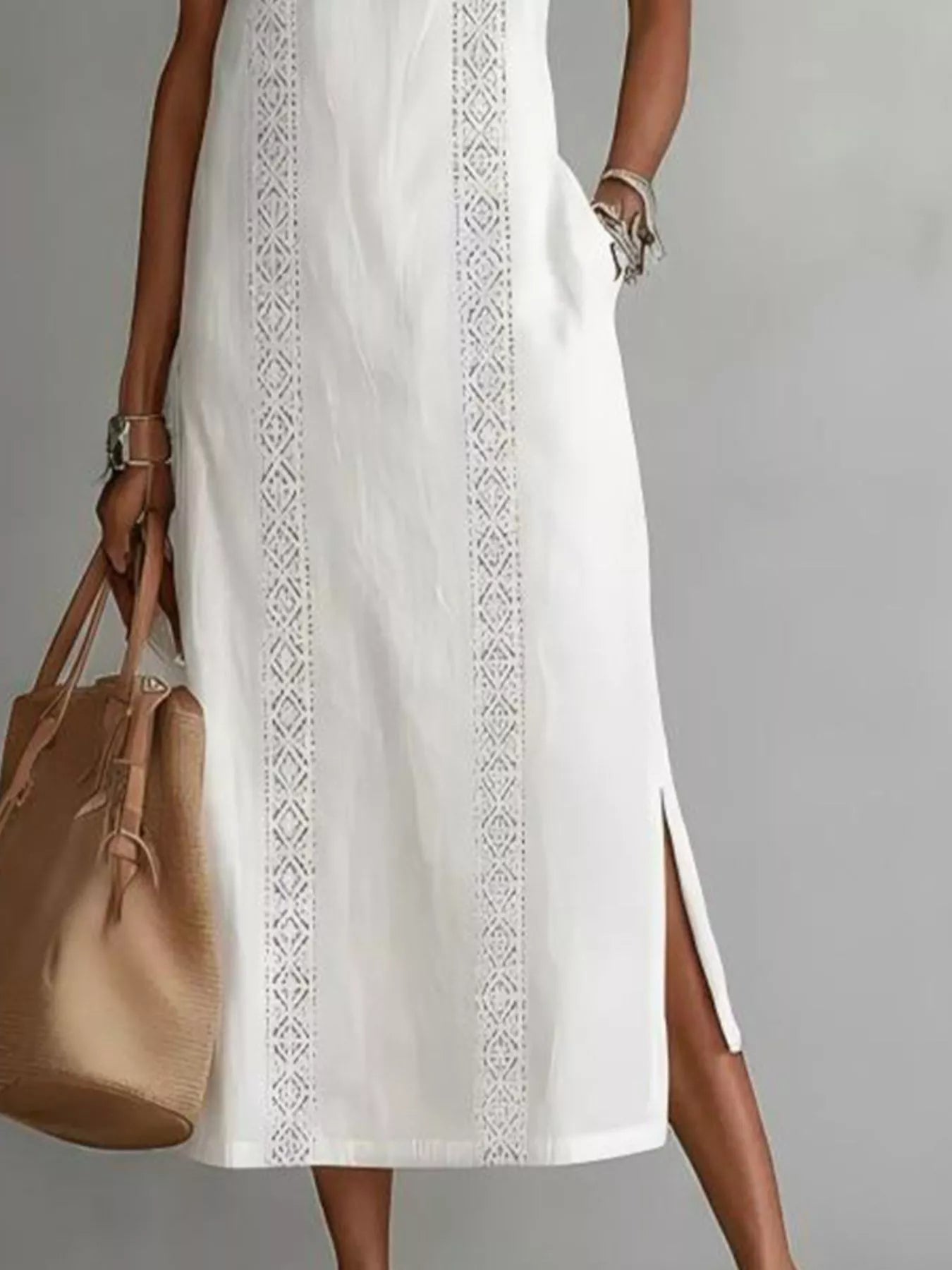 Full Size Sleeveless Slit Midi Dress
