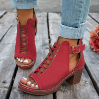 Buckle Block Heels Sandals