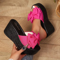 BowToe Open  Platform Wedge Sandals