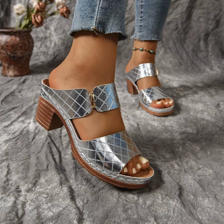 Fish Mouth Sandals Chunky Heel