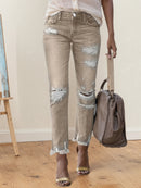 Ripped Plus-sized Jeans, Slim Straight 9-inch Jeans