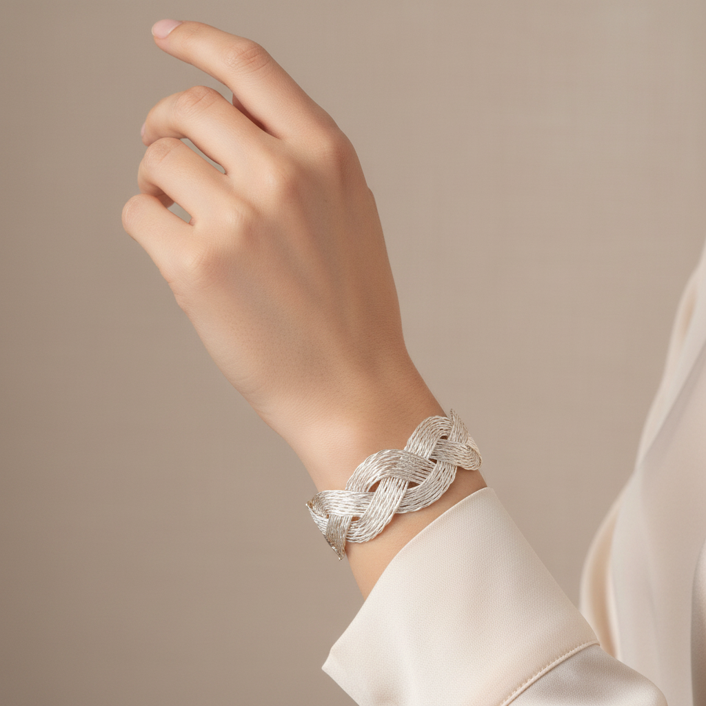Twisted Braid Open Cuff Bracelet